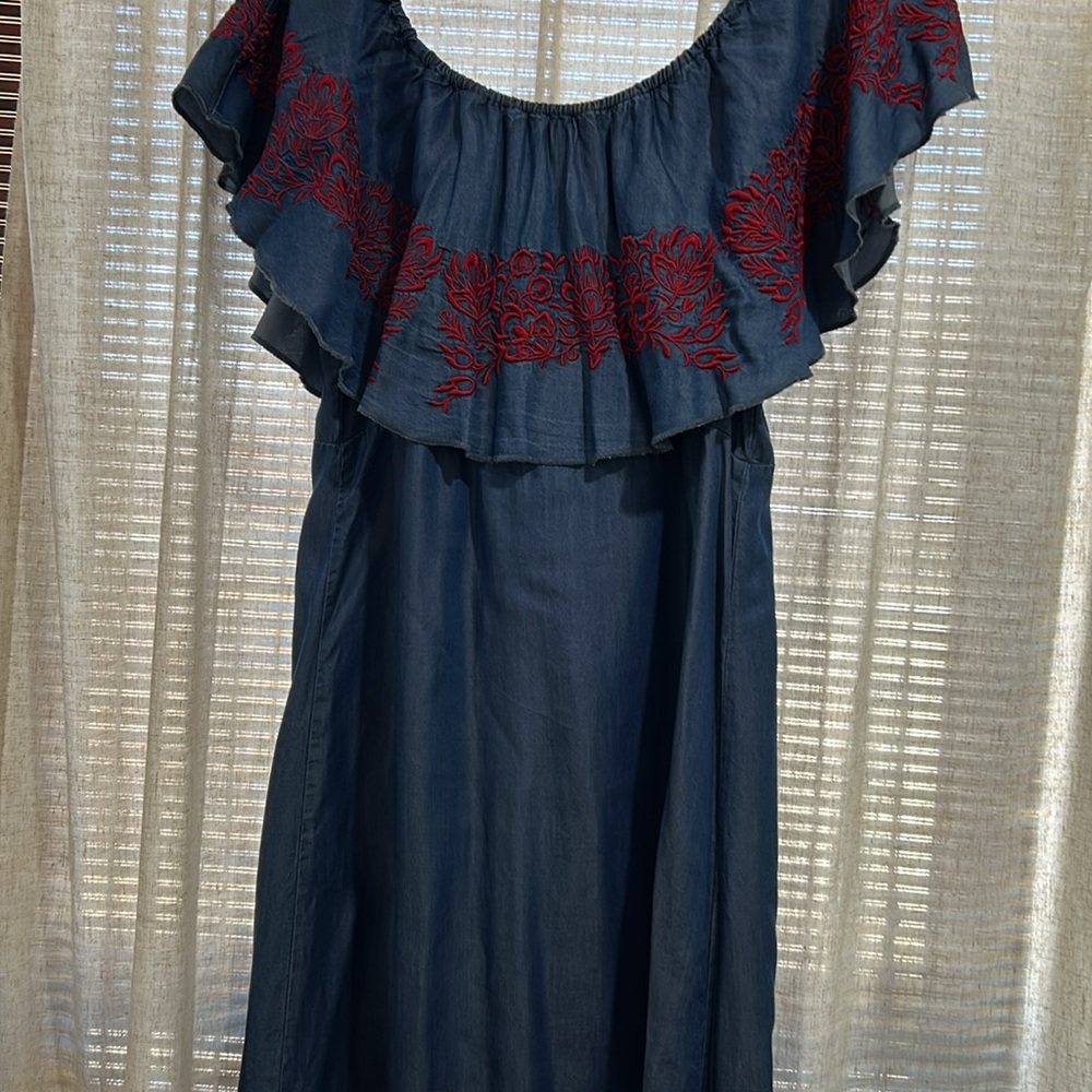 Philosophy Blue and Red Ruffled Sundress